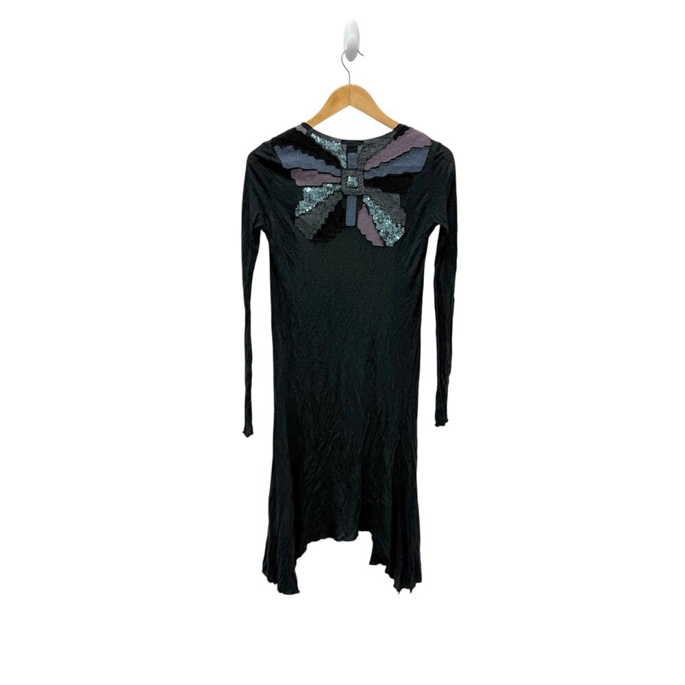 Custo Barcelona Black Sequins Duster Cardigan‎ Rayon Wool Women’s Size Small